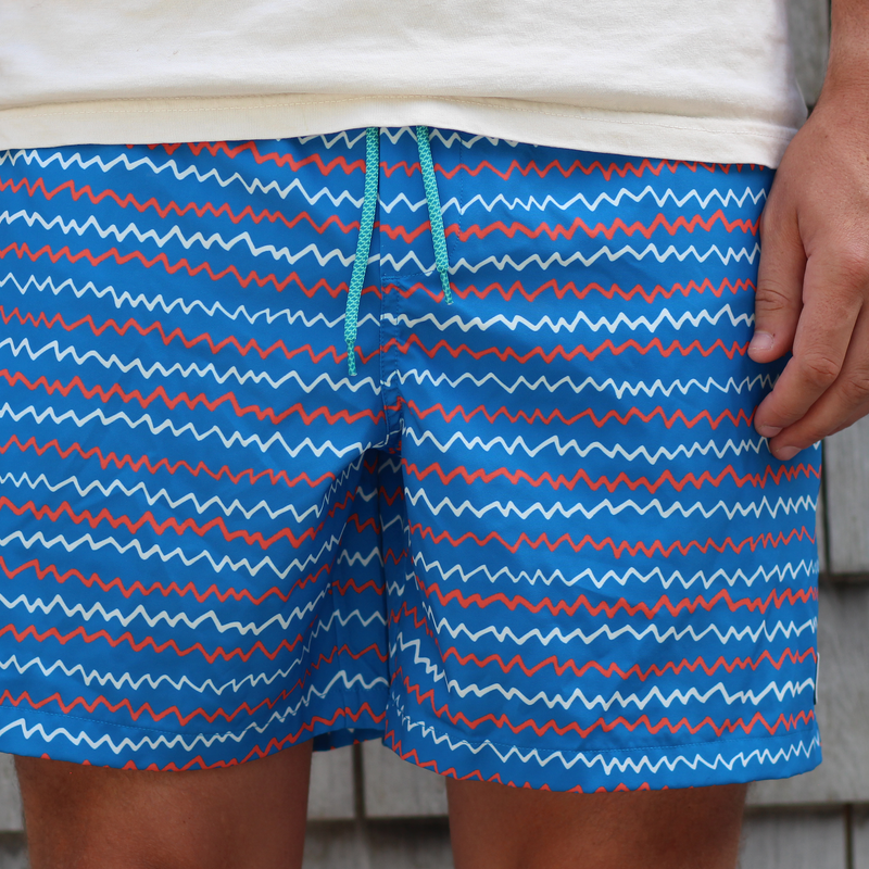Shorelined Shorts - Blue Firecracker