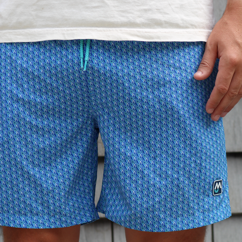 Shorelined Shorts - Shark Fin Hydrangea Blue