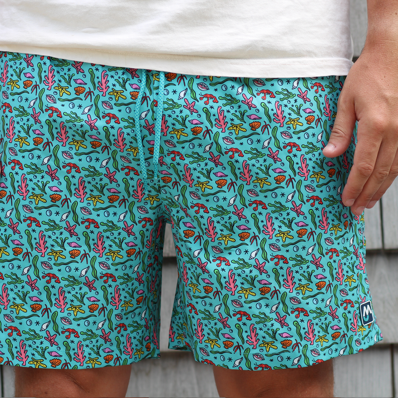 Shorelined Shorts - Reef Pals Seafoam Green