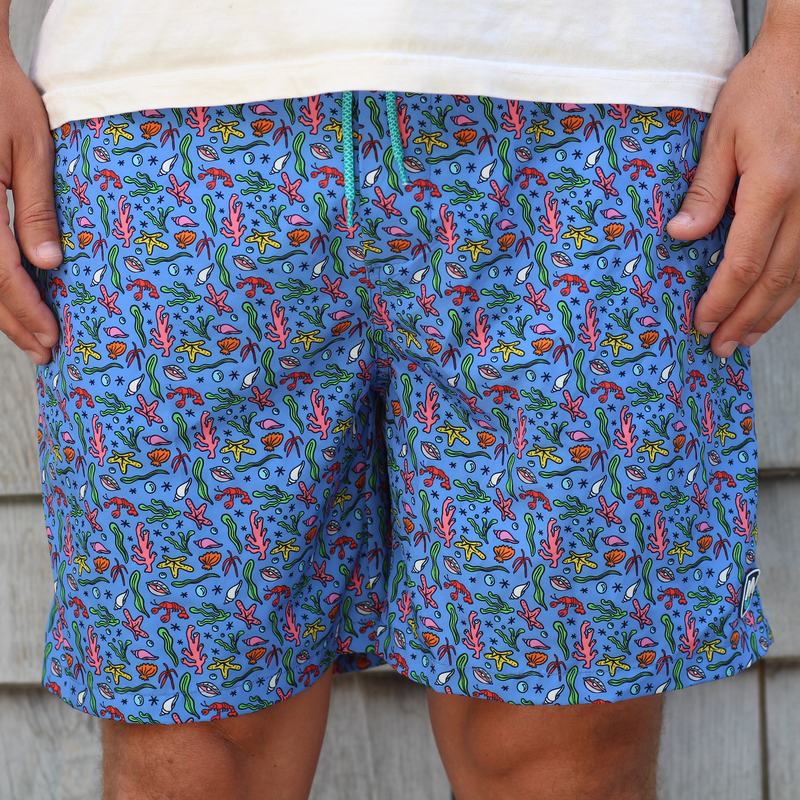 Periwinkle Reef Pals - 7" Linerless Swim Shorts