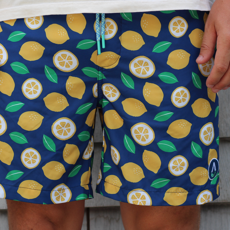 Mens lemon swim trunks sales